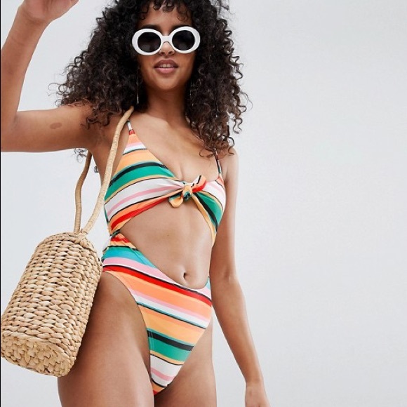 River Island Other - ASOS Striped Cut Out Knot Detail One Piece